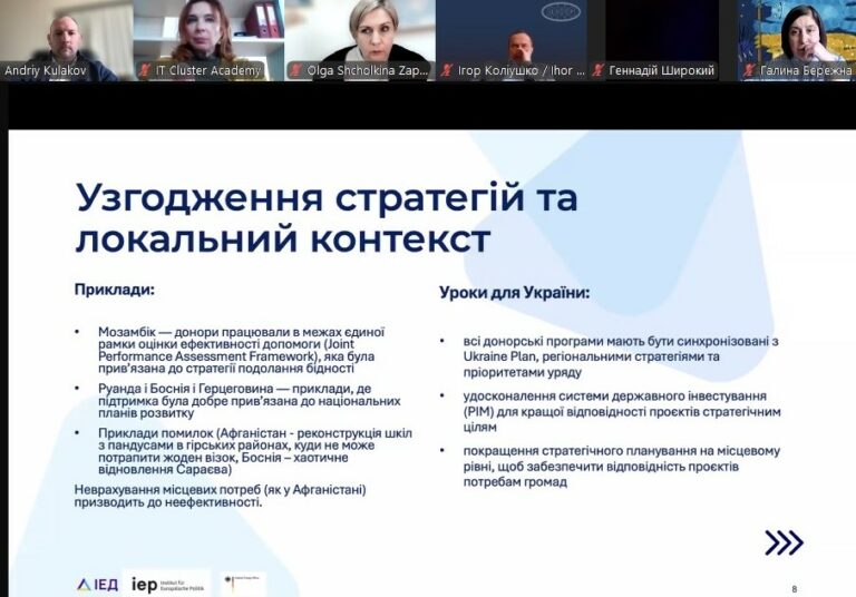 Координація донорів для відновлення України: міжнародний досвід і сучасний контекст