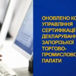 Оновлено контакти управління сертифікації та декларування Запорізької торгово-промислової палати